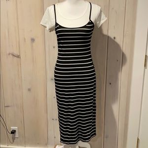 Love squared striped white and black dress